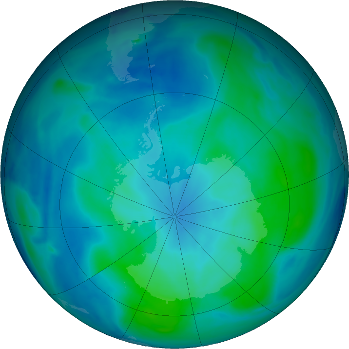 Antarctic ozone map for 24 February 2022